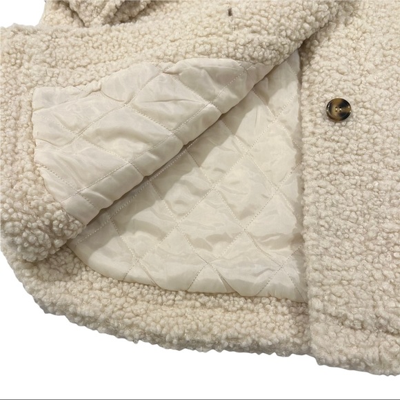NWT Vigoss Sherpa Longline Shacket Size Medium Cream - Picture 10 of 11